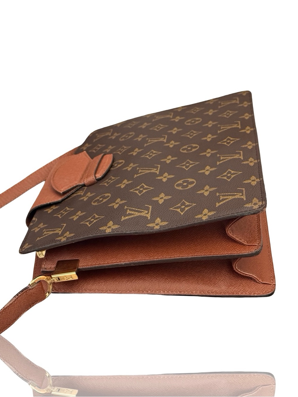 Louis Vuitton Monogram Crossbody Bag Brown Leather Trim Monogram Courcelles - Picture 10 of 17